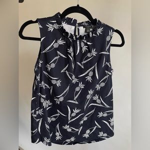Navy Blue Pineapple Ann Taylor Blouse